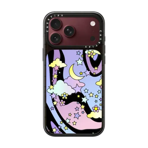 Transparent Pastel Trippy Swirls Moon Stars And Clouds 70s Retro Design - iPhone 18 Pro Max - Impact Case MagSafe Compatible - Glossy