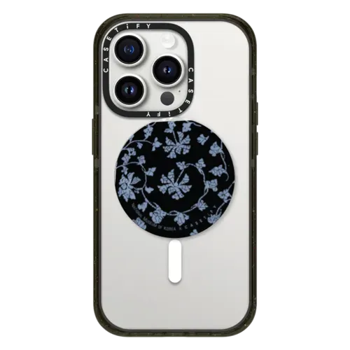 NMK Blue Peony and Plum Blossom Nacre Snappy Grip Stand - Snappy Pearl Grip Stand MagSafe Compatible