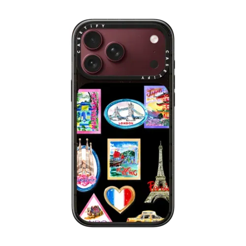 Vintage Luggage Stickers - iPhone 18 Pro Max - Impact Case MagSafe Compatible - Glossy