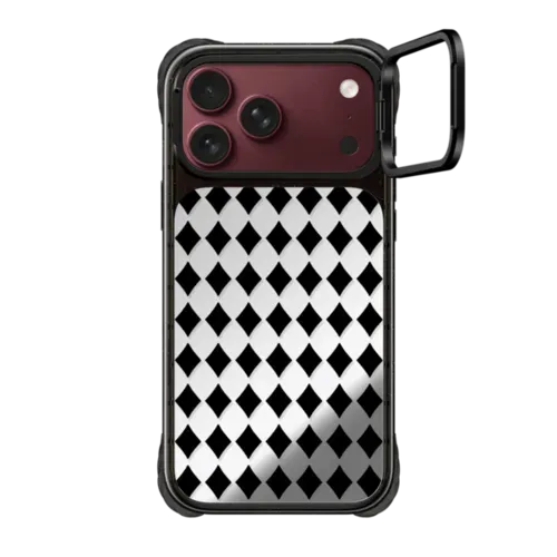 Black Checks - iPhone 18 Pro Max - Ultra Impact Ring Stand Case - Mirror