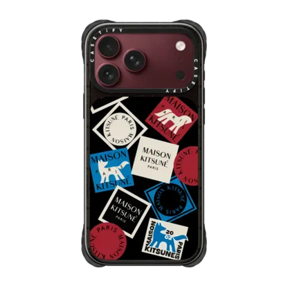 Maison Kitsune Art Gallery Fox Sticker Case - iPhone 18 Pro Max - Ultra Impact Case MagSafe Compatible - Glossy