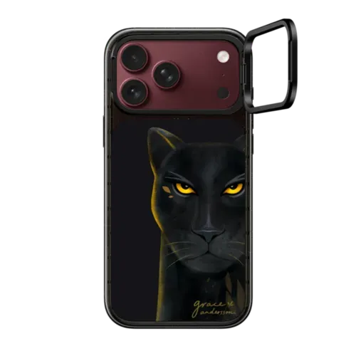 Black Panther by Grace Andersson - iPhone 18 Pro Max - Impact Ring Stand Case MagSafe Compatible - Glossy