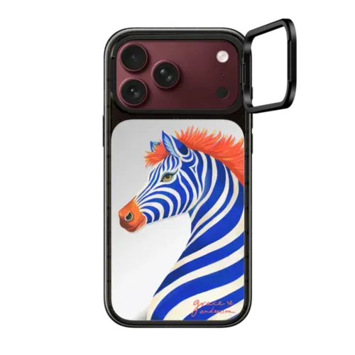 Blue Zebra by Grace Andersson - iPhone 18 Pro Max - Impact Ring Stand Case - Mirror